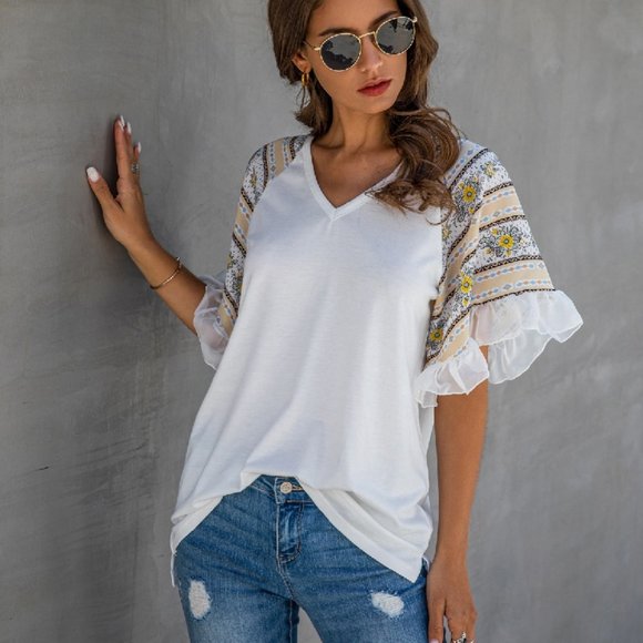 Adorable Ruffle Bell Sleeve Tee - Picture 3 of 5